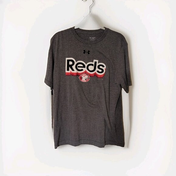 Under Armour MLB Shirt Men's Large Cincinnati Reds Retro Look Gray T-Shirt - Picture 1 of 8